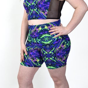 Rave Bike Shorts, Neon Shorts, Matching Festival Outfit, Shorts for Rave, Cute Festival Set,