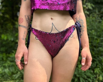 Magenta Sequin Bikini Bottoms: Bottoms for Raves and Festivals