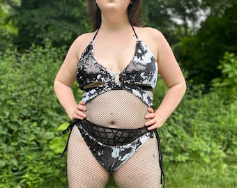 Reversible Sequin Festival Bikini | Strappy Rave Top