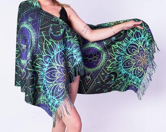 Neon Geo Pashmina: Ultra-Soft Rave Pashmina