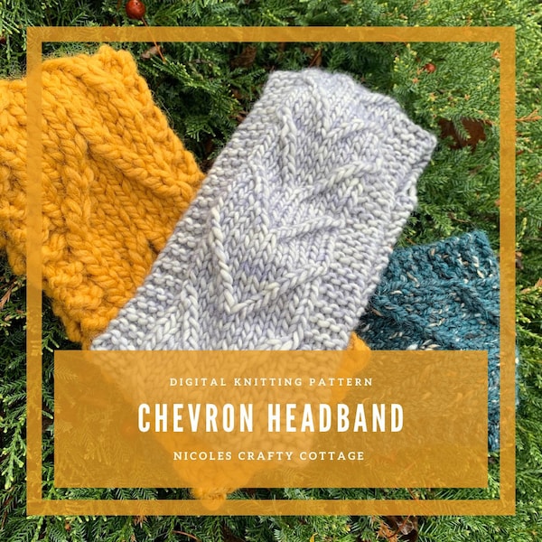 Chevron Knitting Pattern | Ear Warmer / Headband | Easy Pattern | DIGITAL PRODUCT ONLY