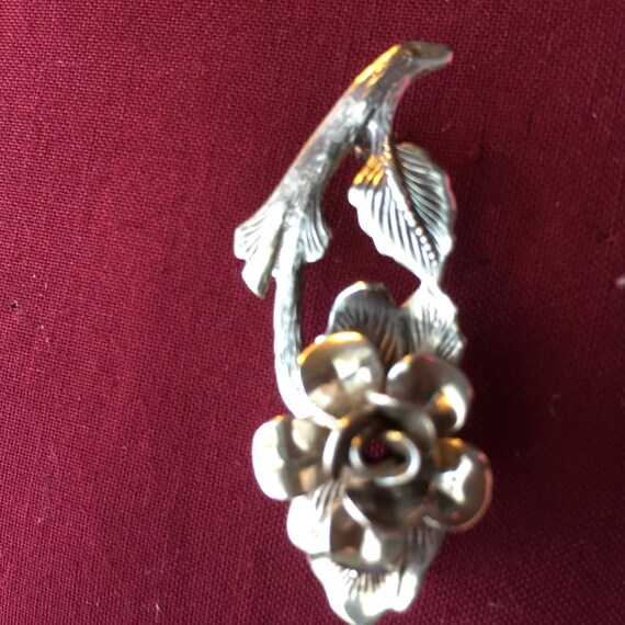 vintage, sterling silver, rose pin and earings 19… - image 3