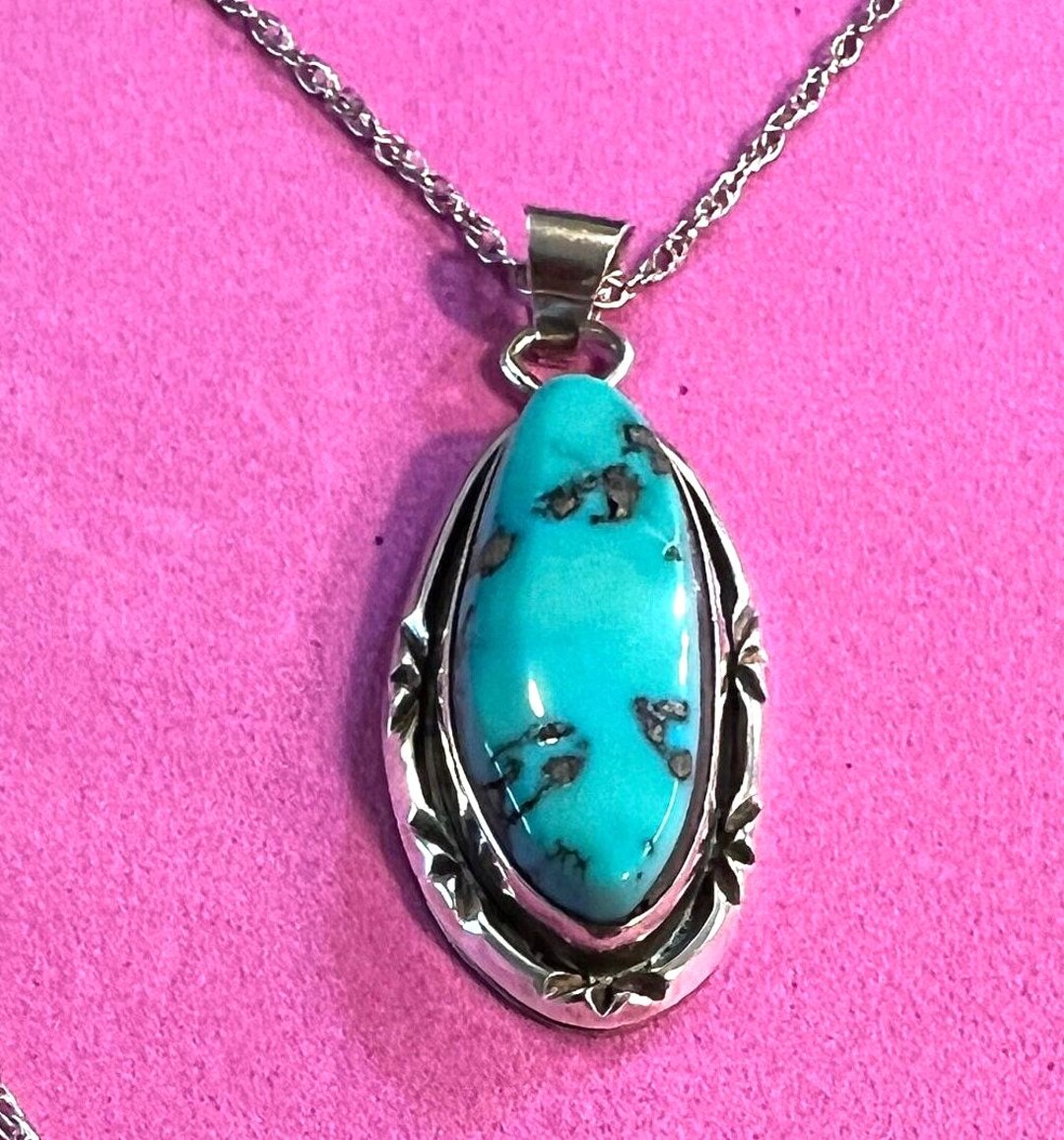 Navajo Turquoise and Silver Necklace by 