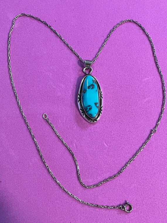 Navajo Turquoise and Silver Necklace by 