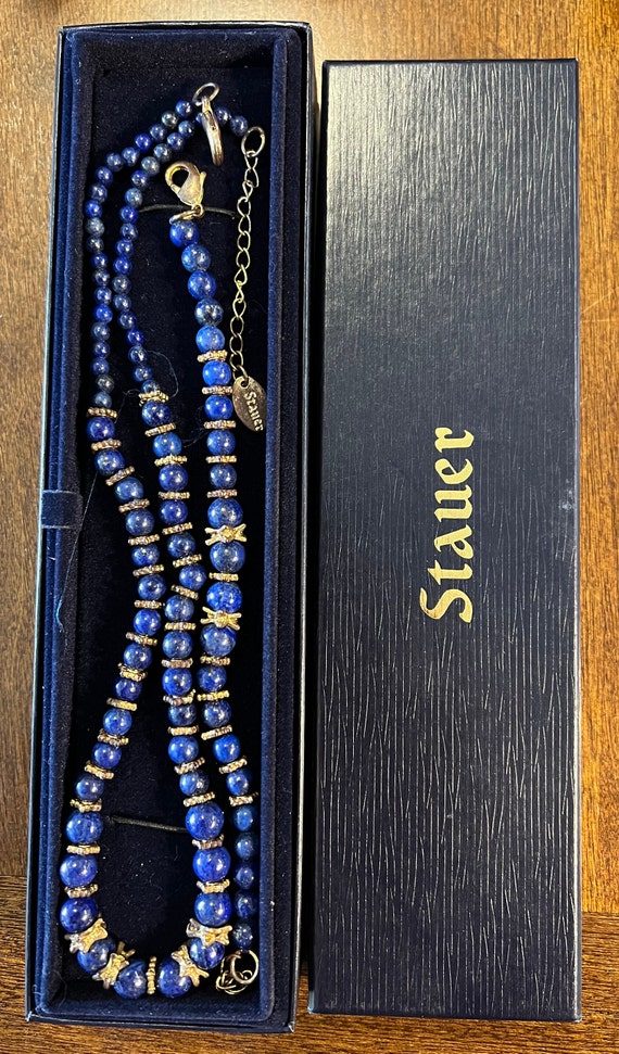 Stauer Blue Lapis Lazuli Gemstone Bead Vintage Nec