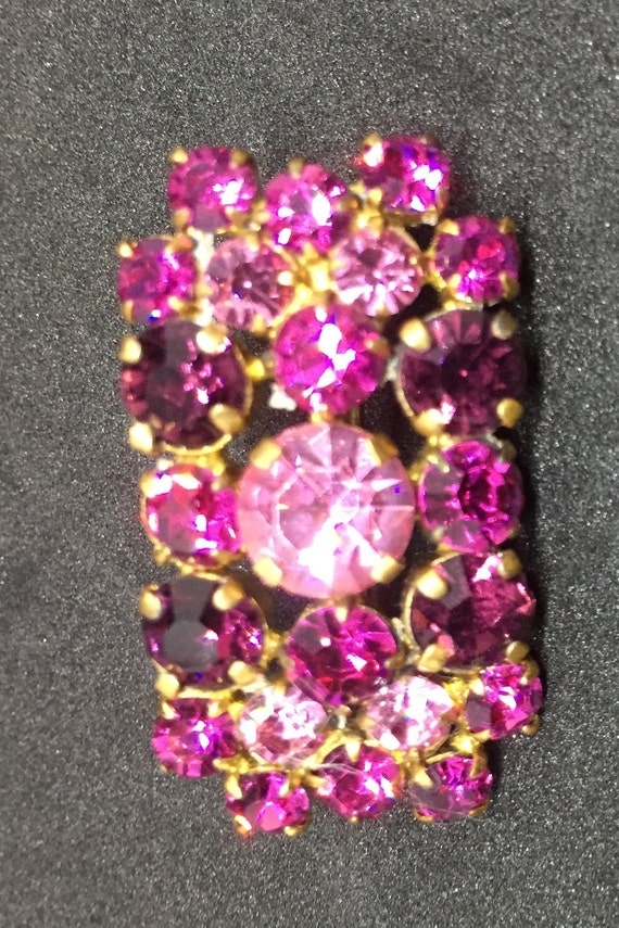 Vintage Gorgeous Rose and Amethyst Rhinestone Broo