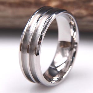 Stainless Steel Beveled Edge Double Channel Ring Blank for Inlay