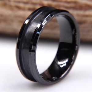 Ceramic Beveled Edge Ring Blank (Black) for Inlay