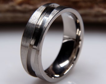 Titanium Wavy Line Inlay Ring Blank