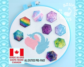 Abstract D20 Dice Needle Minder Magnet for Cross Stitch and Embroidery