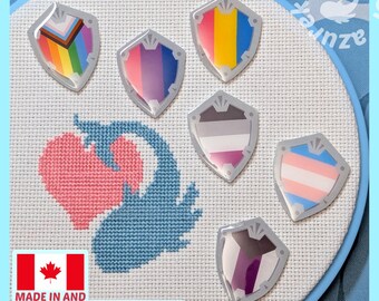 Pride RPG Shield Needle Minder for Cross Stitch or Embroidery