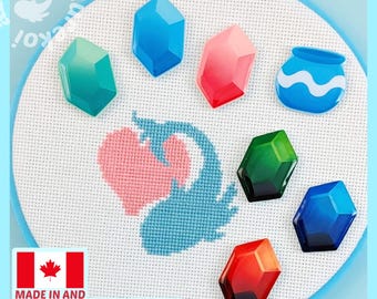 Video Game Gems and Pot Needle Minder for Cross Stitch and Embroidery