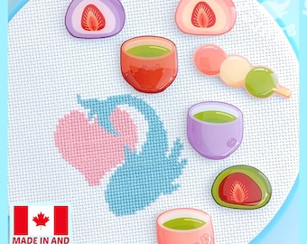 Mochi & Dango Tea (Set of 3) Needle Minder for Cross Stitch and Embroidery