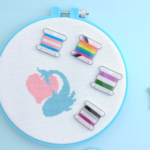 Pride Floss Bobbin Needle Minders or Cute Magnet for Cross Stitch and Embroidery