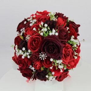 Realistic Artificial Shades of Red wedding bouquet singles
