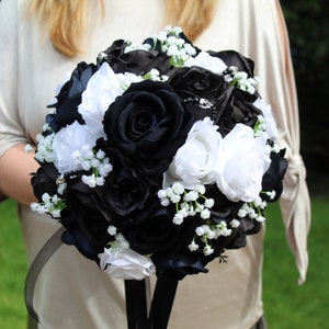 Custom Realistic Artificial Black & White wedding singles with skulls