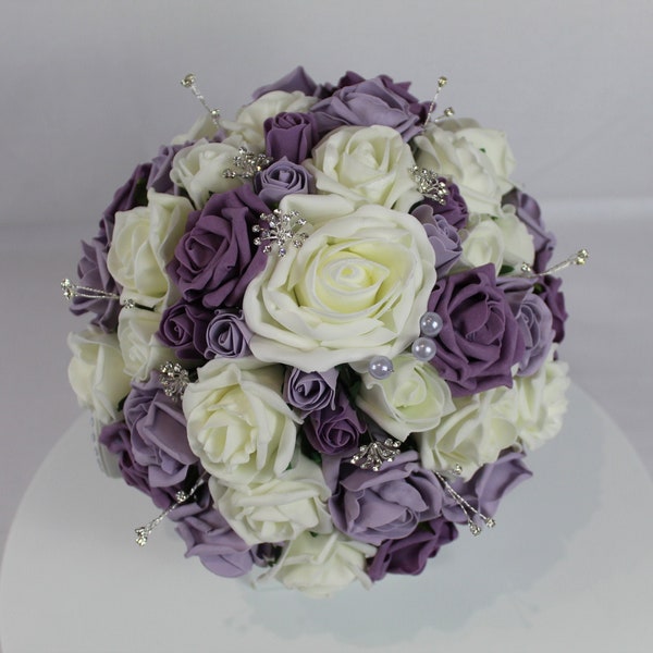 Artificial lavender, lilac & Ivory wedding bouquet singles and packages