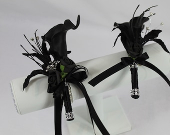 Realistic Artificial Black Cala and Nerine Lily Wedding/Prom Corsage and buttonhole sets & singles