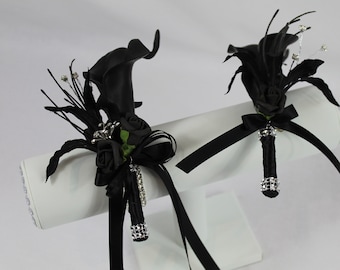 Realistico artificiale nero Cala e Nerine Lily Wedding/Prom Corsage e set di asole e singoli
