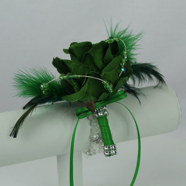 Artificial Emerald Green Rose Prom/Wedding Corsage