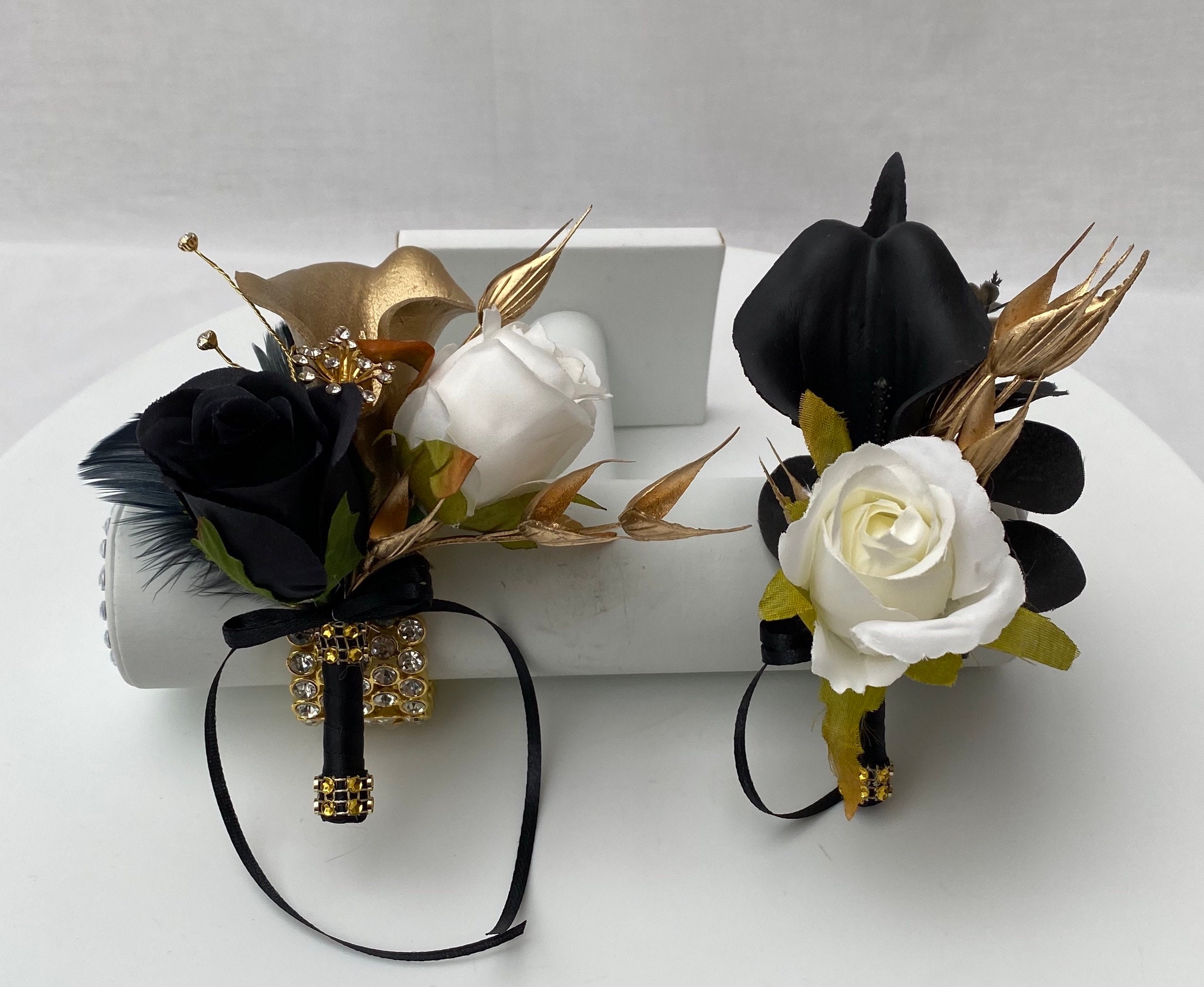 slim fit dress slacks Green Black Gold Rose Calla Lily Sola Wood Bridal Wedding Bouquet Acce –  Bridal Wedding Bouquets main image 0
