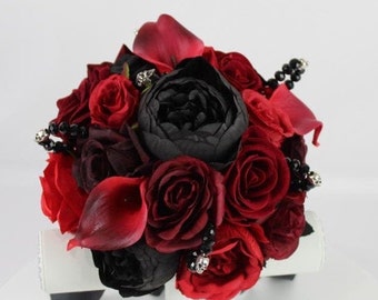 Previous Customer Order - Custom Realistic Artificial Black & Red wedding singles with skulls