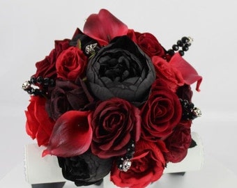 Frühere Kundenbestellung - Maßgefertigte realistische künstliche Black & Red-Hochzeitseinzelkarten mit Schädeln