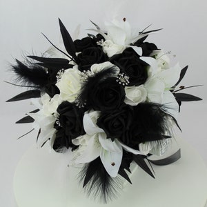 Benutzerdefinierte realistische künstliche Black & White Hochzeit Singles mit Federn