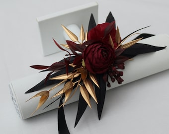 Realistic Artificial Burgundy Peony Prom / Wedding Corsage.