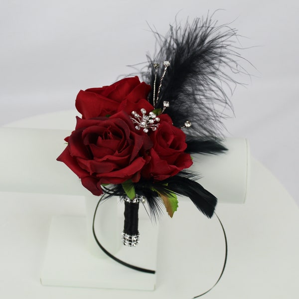 Realistische künstliche rote Rose Abschlussball / Hochzeit Corsage