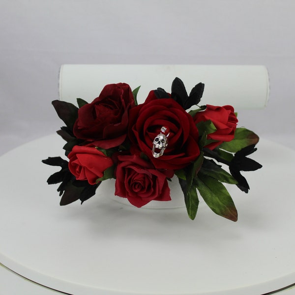 Artificial Realistic Red & Black Gothic Cake Tear Topper with Skull Detail