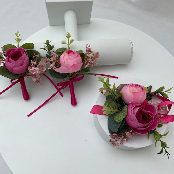 Realistische künstliche Pink Peony Abschlussball / Hochzeit Corsage.