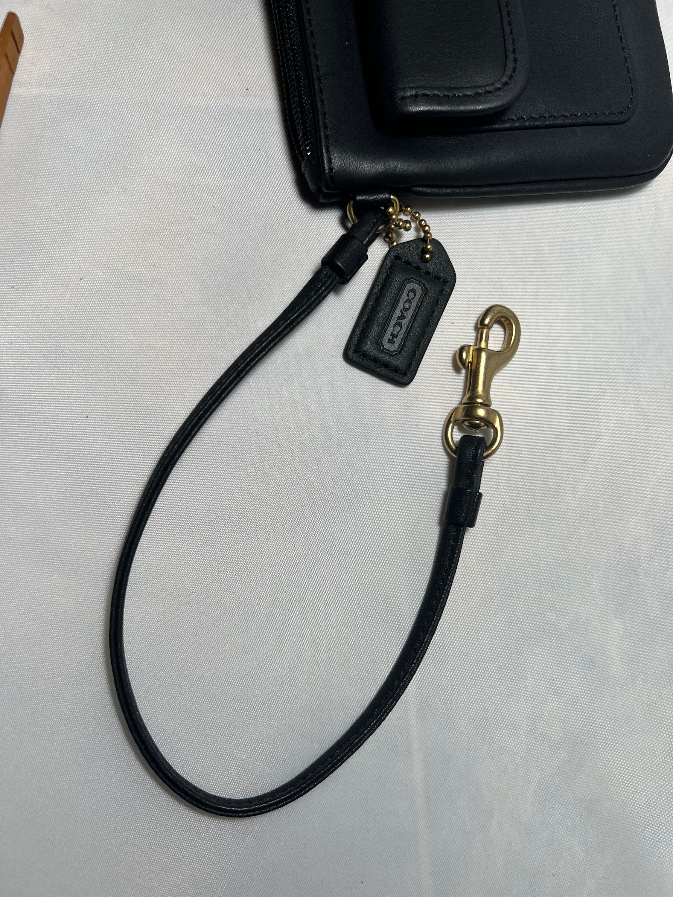 Vintage COACH Black Leather Turnlock Wristlet With Hang Tag - Etsy