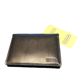 Estuche para identificación vintage Coach Water Buffalo, color negro, estilo n.° 4800, nuevo en caja