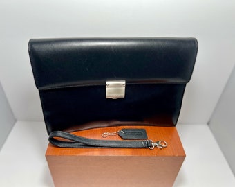 Vintage Coach 9164 East West Compartment Bag Black Leather Silver