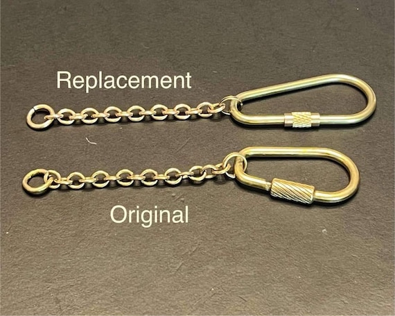 Handmade Brass Carabiner / Key Ring With Cable Chain: Vintage