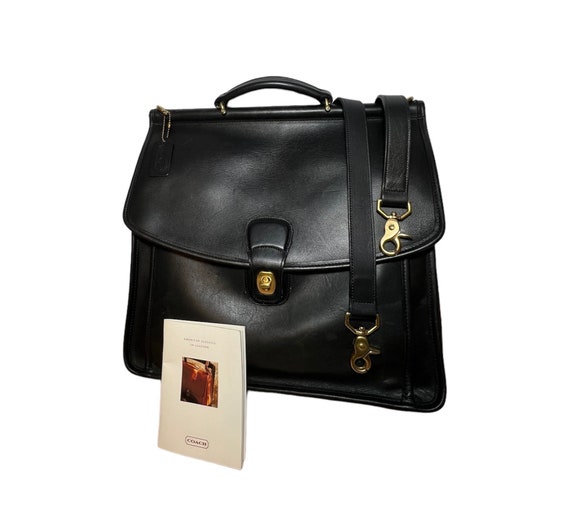 バッグ Vintage BriefCase Vintage Coach All Leather Briefcase Black Double Buckle