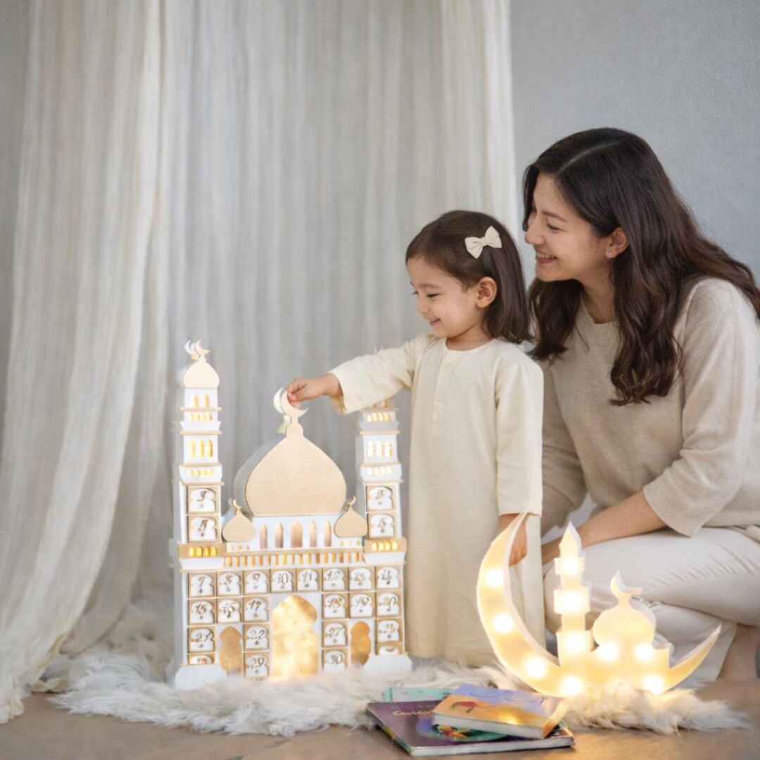 Ramadan Advent Calendar With LED Lights Wooden Mosque - Etsy