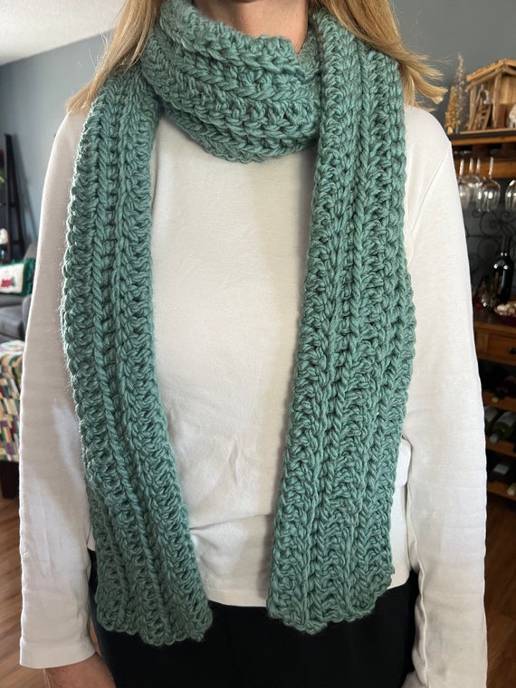 Handmade Wool Blend Crochet Scarf: Winter Warm Scarf (76 x inches)