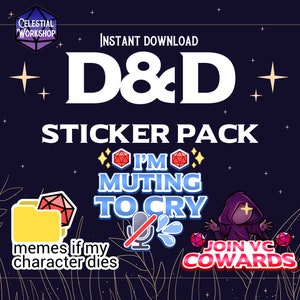 12 Aufkleber DnD Digitale Aufkleber oder Emotes Für Twitch und Discord Dungeons and Dragons DM Geschenk Dungeons and Dragons Lustige Meme Aufkleber