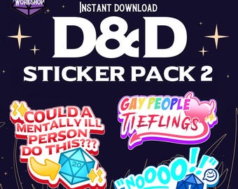 DnD Dungeons and Dragons Sticker Set: Perfect Gift for DMs and Gamers For Twitch/Discord, Dnd DM Gift, Funny Meme Stickers