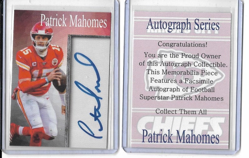 PATRICK MAHOMES Kansas City Chiefs Autograph Series Card Etsy