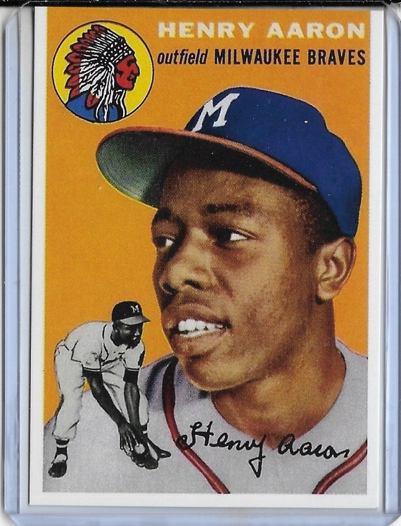 HOF 1954 Topps 128 Hank Aaron Milwaukee Braves Rookie 
