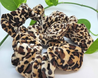 Handmade Velvet Cheetah Print Scrunchie, Hair Accessory