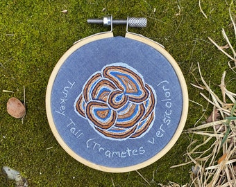 Turkey Tail Mushroom Hand-embroidered Hoop