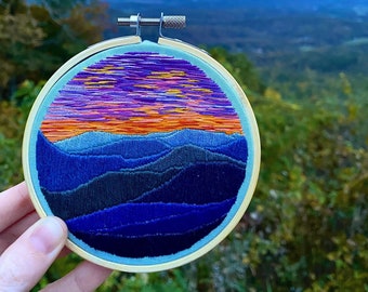 Sunset Over The Blue Ridge 4” Embroidery Hoop