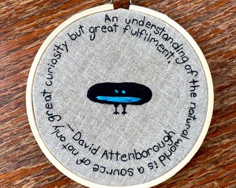 Bird of Paradise Embroidery Hoop || David Attenborough Quote