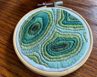 Topographic Map/Contour Lines Embroidery Hoop || Handmade Gift || Nature Lovers || Hiking Enthusiasts