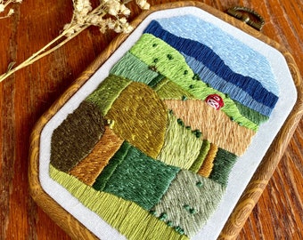 Farmland Hand-stitched Embroidery Artwork