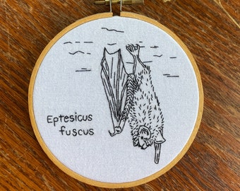 Big Brown Bat Embroidery Hoop